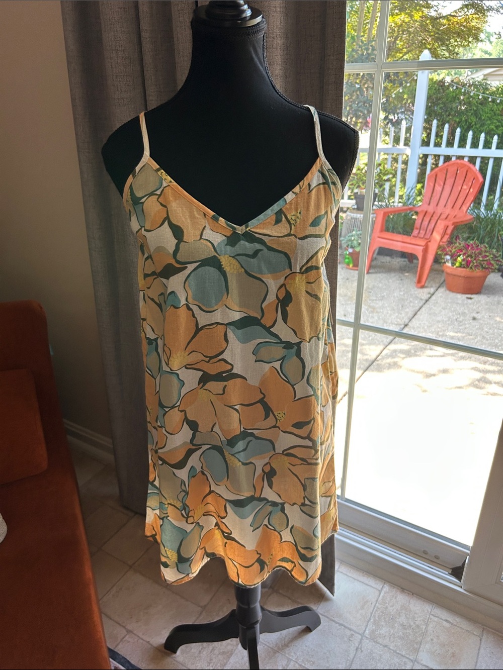 Billabong Yellow, Teal and Cream Floral Slip Dress